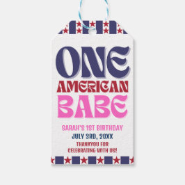 En amerikansk baby 4 juli 1-års födelsedag presentetikett