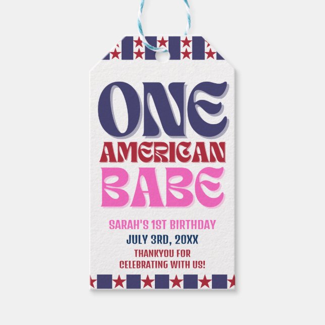 En amerikansk baby 4 juli 1-årsdag  presentetikett (Framsidan)