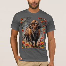 En amerikansk bison omgiven av indisk penselpensel t shirt