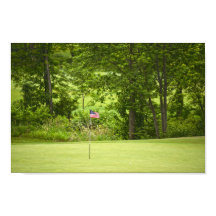 En amerikansk flagga på en golfgrönska