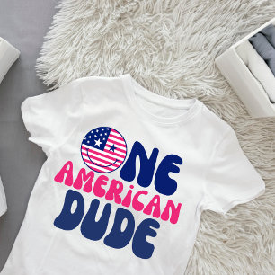 En amerikansk kille 4 juli pojke 1-årsdag t shirt