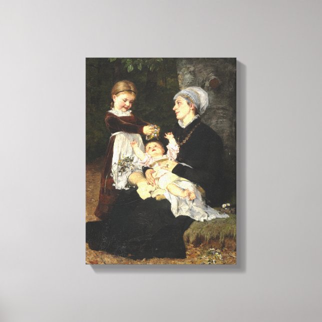 En Ammes Besøg - Bertha Wegmann Fine Art Canvastryck (Framsida)