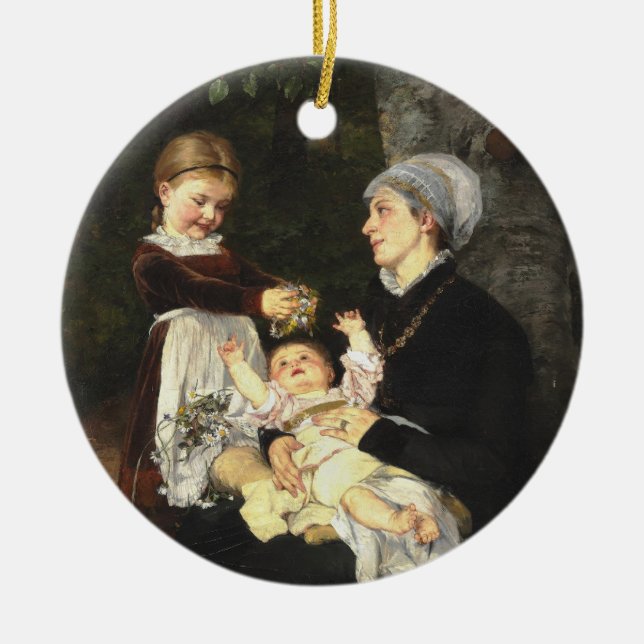 En Ammes Besøg - Bertha Wegmann Fine Art Julgransprydnad Keramik (Framsidan)
