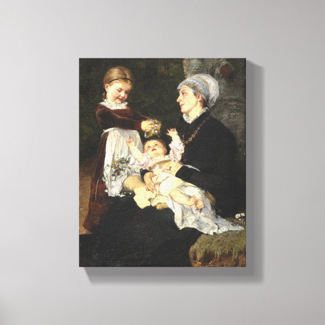 En Ammes Besøg - Bertha Wegmann Finkonst Canvastryck (Framsida)