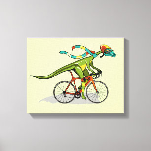 En Anabisetia Dinosaur Riding A Bicycle. Canvastryck