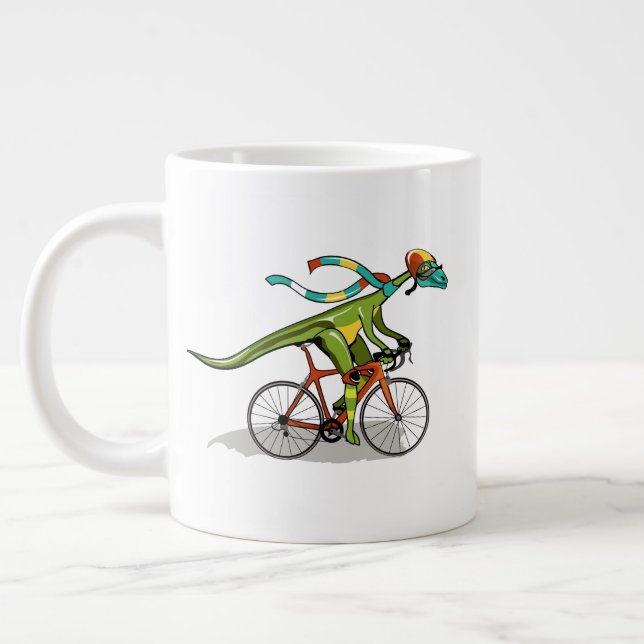 En Anabisetia Dinosaur Riding A Bicycle. Jumbo Mugg (Vänster)