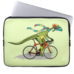 En Anabisetia Dinosaur Riding A Bicycle. Laptop Fodral