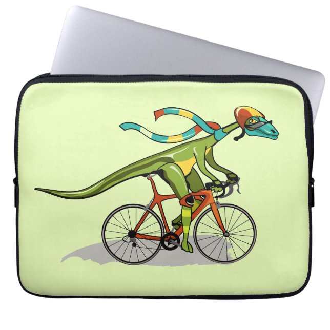 En Anabisetia Dinosaur Riding A Bicycle. Laptop Fodral (Framsidan)