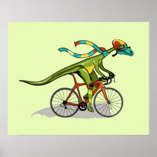 En Anabisetia Dinosaur Riding A Bicycle. Poster