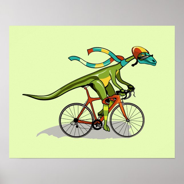 En Anabisetia Dinosaur Riding A Bicycle. Poster (Framsidan)