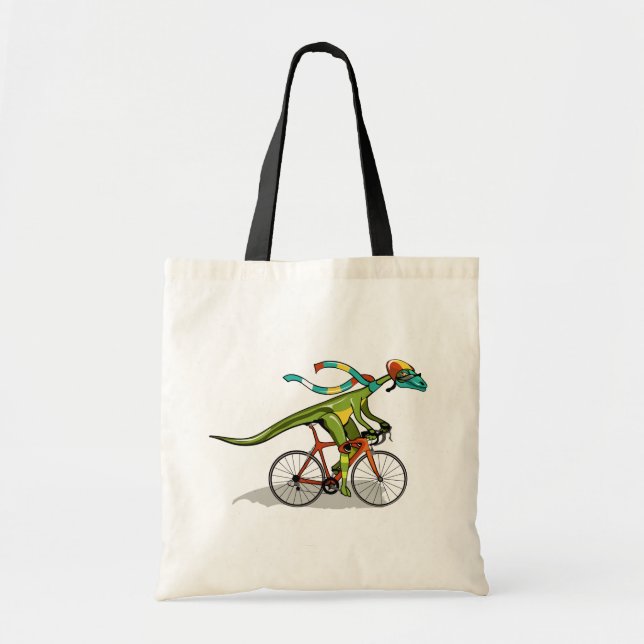 En Anabisetia Dinosaur Riding A Bicycle. Tygkasse (Framsidan)
