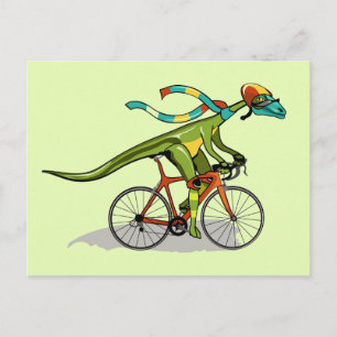 En Anabisetia-dinosaur som kör en cykel. Vykort