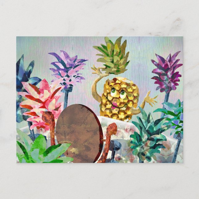 En ananas ansikte svåra val i en hatt vykort (Framsida)