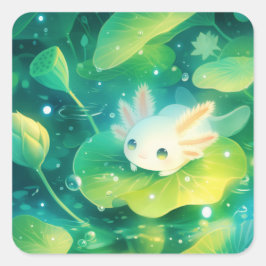 En äng av kronblad Axolotl Hemlig damm Fyrkantigt Klistermärke