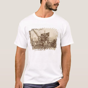 En ångakran i funktion under byggnaden av t-shirt