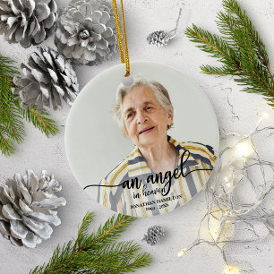 En ängel i himlen personlig foto minnesmärke julgransprydnad keramik