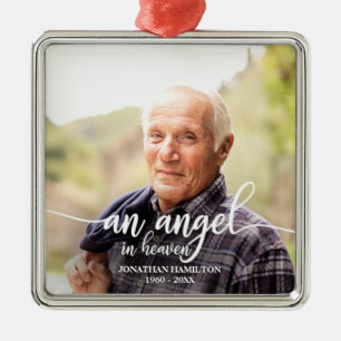 En ängel i himlen personlig foto minnesmärke julgransprydnad metall