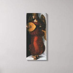 En ängel i rött med Lute av Leonardo da Vinci Canvastryck