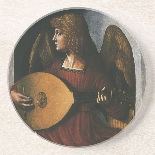 En ängel i rött med Lute av Leonardo da Vinci Underlägg (Framsidan)
