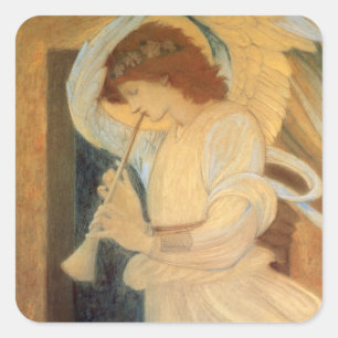 En ängel som spelar en flageolett av Burne Jones Fyrkantigt Klistermärke