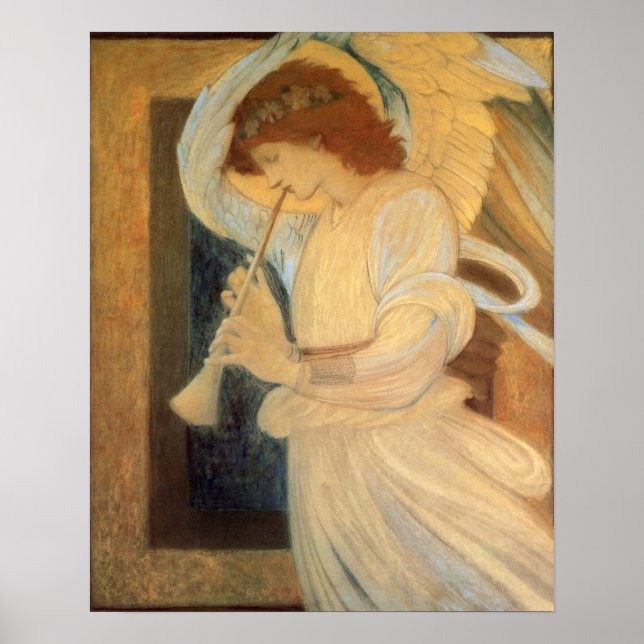 En ängel som spelar en flaggeolet av Burne Jones Poster (Framsidan)