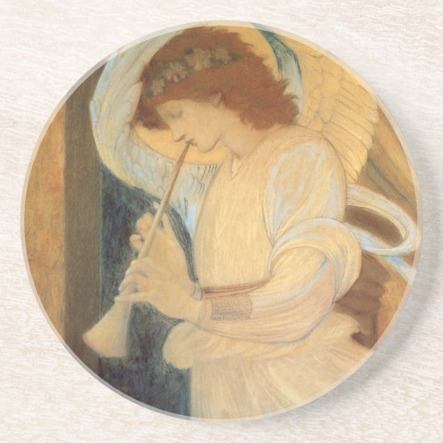 En ängel som spelar en flaggeolet av Burne Jones Underlägg Sandsten (Framsidan)