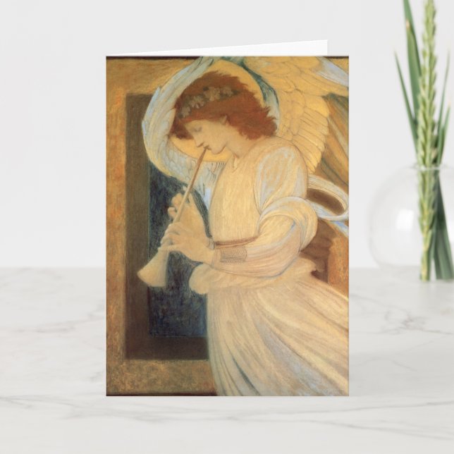 En ängel spelar flageolett av Burne Jones Helgkort (Framsida)
