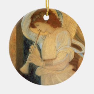 En ängel spelar flageolett av Burne Jones Julgransprydnad Keramik