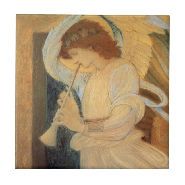 En ängel spelar flageolett av Burne-Jones Kakelplatta (Framsidan)