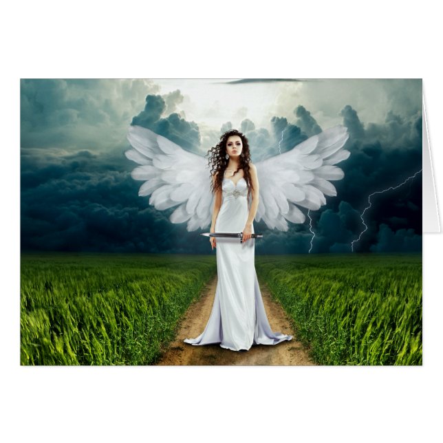 En Änglar-riktning Hälsningskort (Framsidan Horizontal)