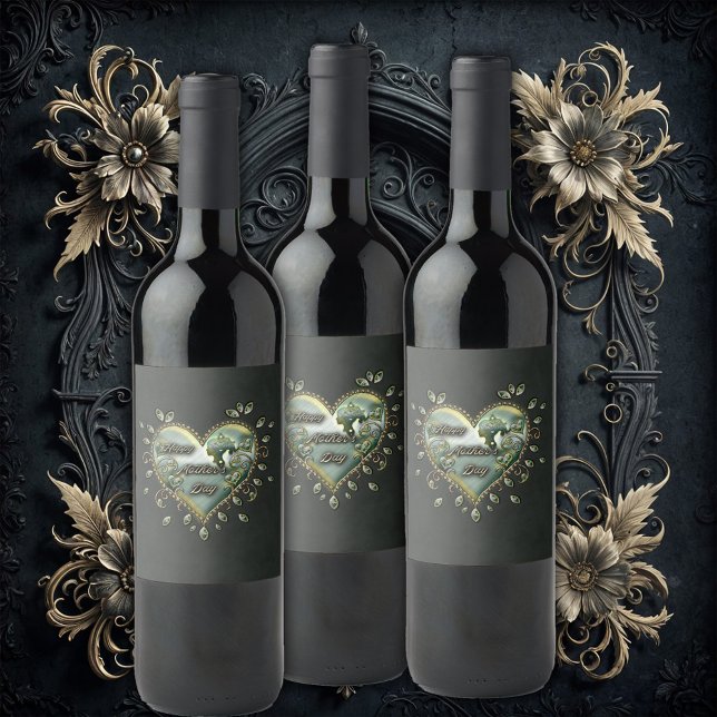 En aning elegans: Lycklig Mors dag. Vinflaska Etikett (Skapare uppladdad)