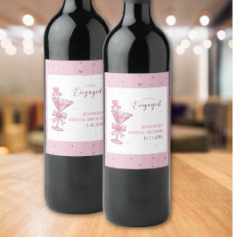 En Aning Engagerad Rosa Martini Bröllopsfest Vin Vinflaska Etikett