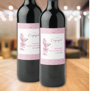 En Aning Engagerad Rosa Martini Bröllopsfest Vin Vinflaska Etikett