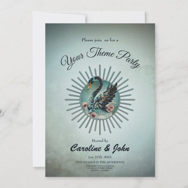 En aning fantasi och elegans, svan i drömmen inbjudningar (Framsida)