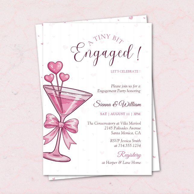 En Aning Förlovad Rosa Martini Förlovningsfest Inbjudningar (Skapare uppladdad)