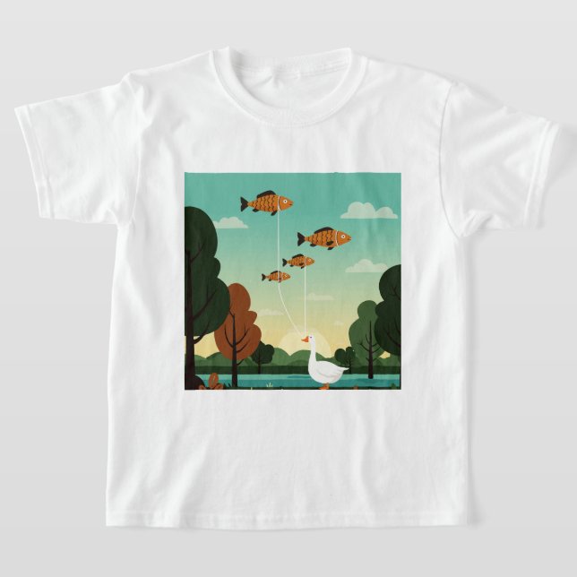 En anka och fyra fiskar t shirt (Laydown)