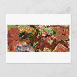 En annan blå uggla i ett vykort från träd