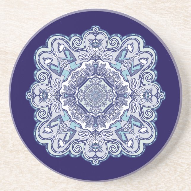 En annan blåfärgad china inspirerad design Ceramic Underlägg (Framsidan)