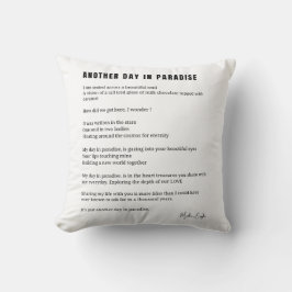 En annan dag i paradiset dikt svart vit kudde