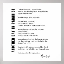 En annan dag i paradiset dikt svartvita väggkonst