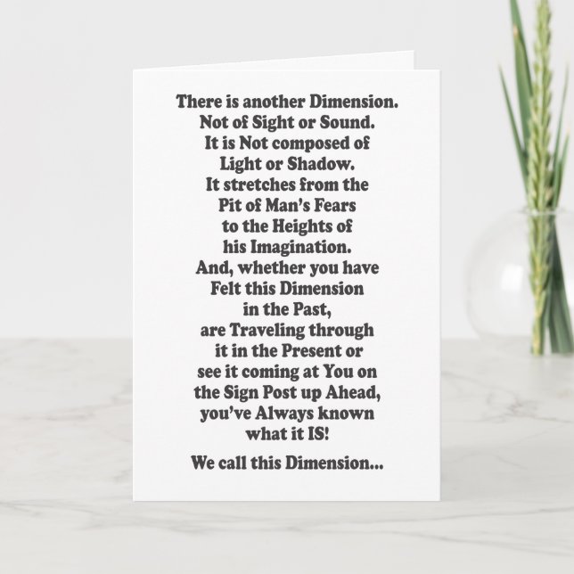 En annan dimension - meddelande inuti (Framsida)