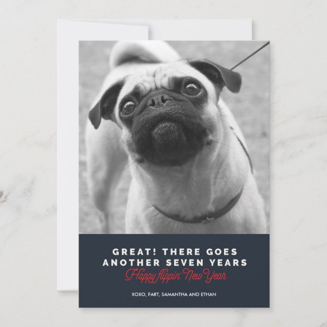 En annan sju år hund hälsning för nytt år julkort (Framsida)