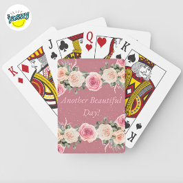 En annan vacker dag Rosa och Vit ros Blommigt Casinokort