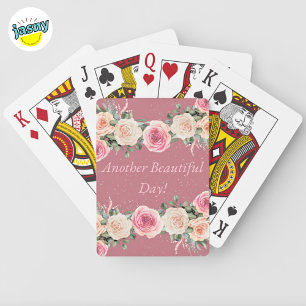 En annan vacker dag Rosa och Vit ros Blommigt Casinokort