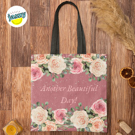 En annan vacker dag Soft White Rosa ros Tygkasse