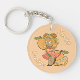 En anpassad nyckelring med söt orange Chibi