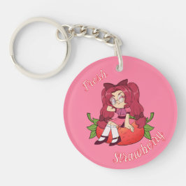 En anpassad nyckelring med söt Strawberry Chibi