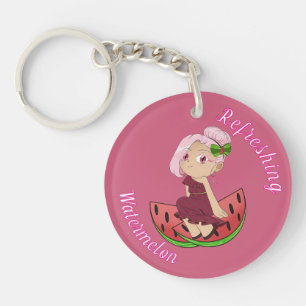 En anpassad nyckelring med söt Watermelon Chibi