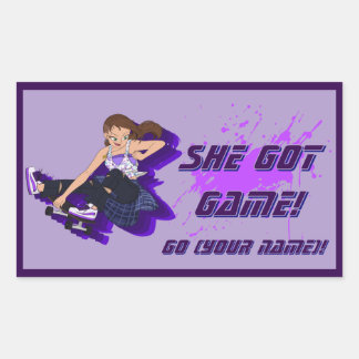 En Anpassningsbar kvinnlig skateboarderetikett Rektangulärt Klistermärke