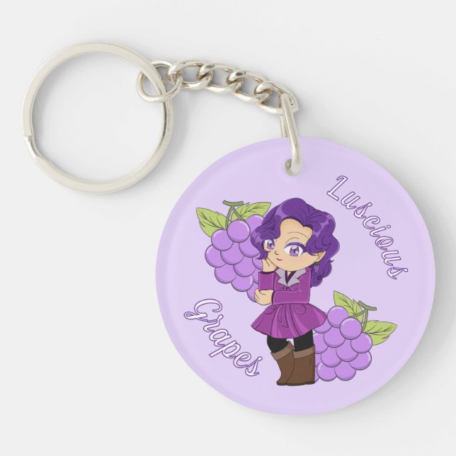 En anpassningsbar nyckelring med söt druva Chibi (Framsidan)